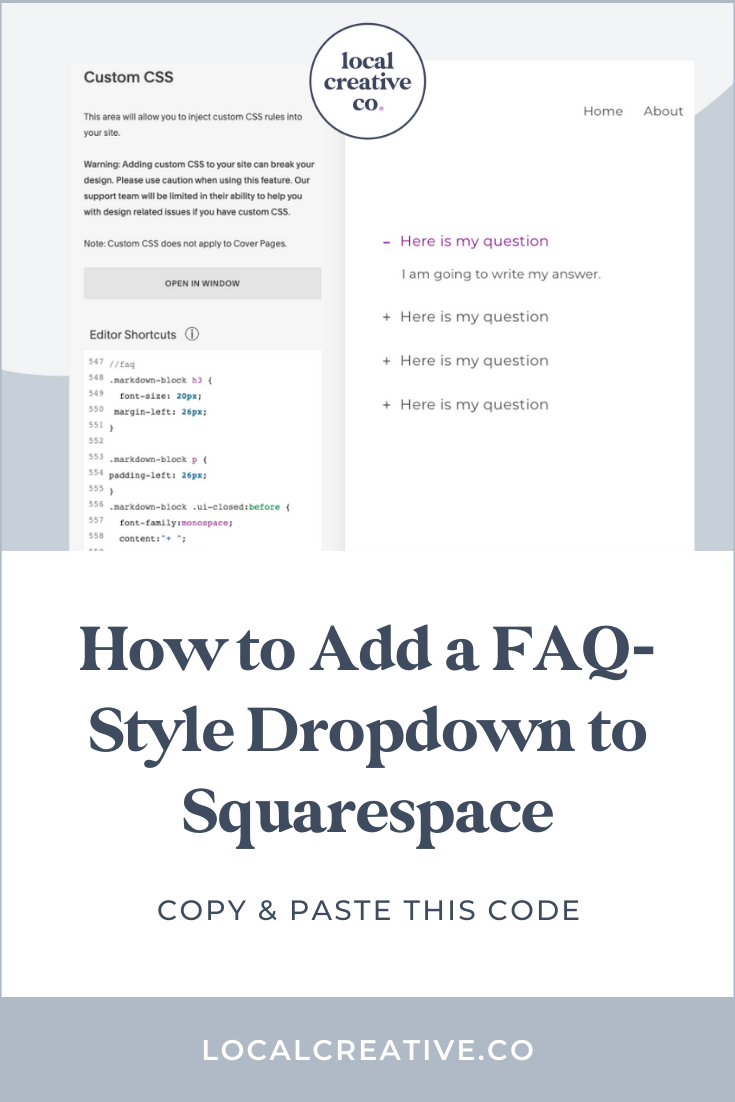 You've probably seen a few websites out there that offer a cool accordion-style dropdown for their FAQ pages, where you click the question and the answer gracefully appears below.  I'm going to show you how to do this quickly and easily on your Squarespace website.