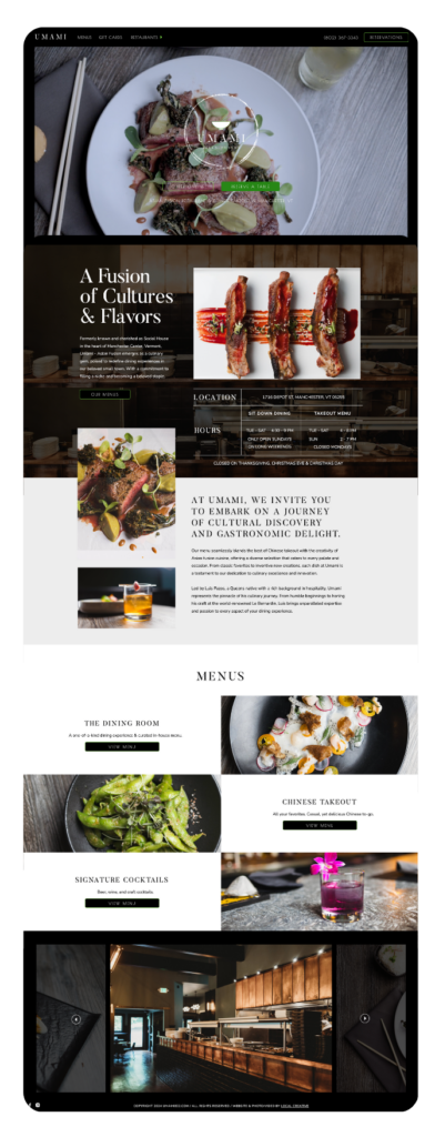 Vermont Asian fusion restaurant website design.